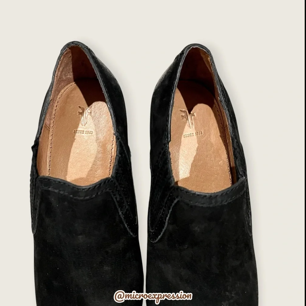 $339 Frye Eleanor Black Leather Western Shootie Everyday Casual Comfy Ankle Boot - Picture 9 of 16